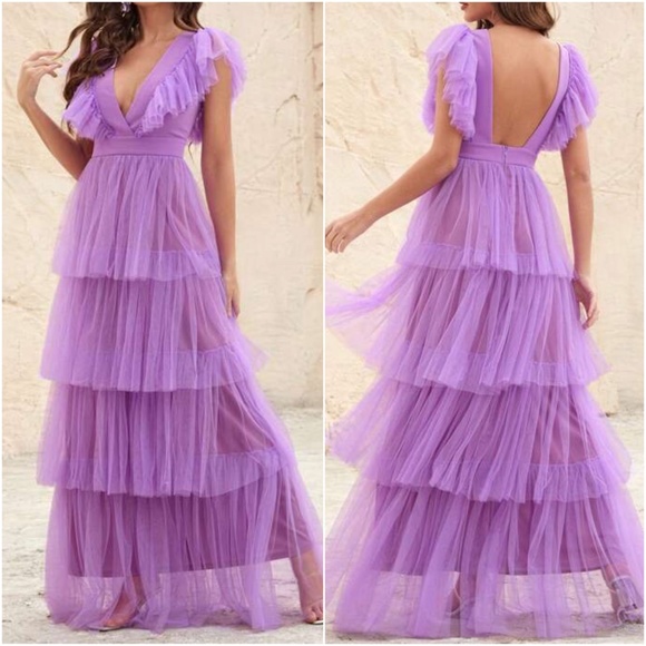 Luxe Backless Cap Sleeve Formal Prom Wedding Dress - Picture 1 of 5